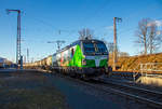 Die an die SETG - Salzburger Eisenbahn TransportLogistik vermietete Vectron193 839-8 (91 80 6193 839-8 D-ELOC) der European Locomotive Leasing, ex Siemens Mobility 91 80 6193 839-8 D-SIEAG, fährt