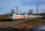 Die 147 551 (91 80 6147 551-6 D-DB – IC 4892) der DB Fernverkehr AG fährt am 12.02.2022, mit dem IC 2228 (Frankfurt(Main)Hbf - Siegen Hbf - Hamm(Westf)Hbf), durch Rudersdorf in Richtung