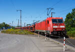 Die 185 388-6 (91 80 6185 388-6 D-DB) der DB Cargo AG fährt am 28 Juni 2024 mit einem beladenen Autotransportzug (Wagen der Gattung Laaeffrs 560.1) Gattung Laaers 560.1 der DB Cargo Logistics
