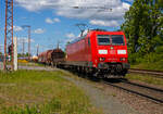 Die 185 181-5 (91 80 6185 181-5 D-DB) der DB Cargo Deutschland AG fährt am 16 Mai 2025, mit einem gemischten Güterzug, durch Rudersdorf (Kr.