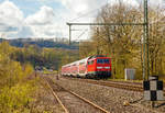 kbs-460-siegstrecke/607817/die-111-169-9-91-80-6111 
Die 111 169-9 (91 80 6111 169-9 D-DB) der DB Regio schiebt am 15.04.2018, RE 9 (rsx - Rhein-Sieg-Express) Siegen - Köln – Aachen, durch Betzdorf-Bruche in Richtung Köln.