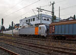 Die 193 921 (91 80 6193 921-4 D-NRAIL)  der Northrail GmbH fährt am 16.03.2022 mit einem gedeckten Güterzug, durch Niederschelden in Richtung Köln.