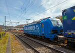 Die an die TX Logistik AG (Troisdorf) vermietete Siemens Smartron 192 010-7 „Blaues Wunder in Puncto Effizienz “ (91 80 6192 010-7 D-NRAIL) der northrail GmbH (Hamburg), fährt am