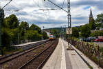 Die 111 049-3 (91 80 6111 049-3 D-GfF) der GfF - Gesellschaft f�r Fahrzeugtechnik mbH (Crailsheim) f�hrt am 02 Juli 2026 mit einem Leerzug, bestehend aus zwei ex InterRegio-Wagen der 2.