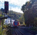 Ein ET 423 der S-Bahn Rhein-Main, vermutlich am R�ckweg von der Revision nach Hause, f�hrt am 16 Oktober 2026 durch Kirchen/Sieg in Richtung Siegen. In Siegen geht es dann auf die Dillstrecke in Richtung Frankfurt. Der vierteilige Elektrotriebzug der ...