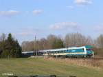 223 064 zieht bei Sch�nfeld den ALX37987 nach M�nchen .03.04.09  