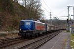 Die 139 287-7 (91 80 6139 287-7 D-BYB) der BayernBahn GmbH fährt am 17.03.2023 mit dem sogenannten  Henkelzug  (Langenfeld/Rhld.