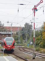 Ein Stadler-Flirt (BR 429) der DB in Sassnitz am Hauptbahnhof.