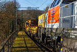 Die an die BEG - Bocholter Eisenbahngesellschaft mbH vermietete 4185 132-2 „Christa“ (92 80 4185 132-2 D-NXRL), eine Vossloh DE 18 der Nexrail AssetCo Sàrl (Luxembourg) fährt am