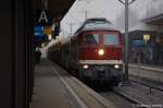 232 550-4 von der DGT mit einem Bauzug bei der Durchfahrt in Braunschweig.