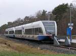 Zwei Dieseltriebzüge der BR 646 der Usedomer Bäderbahn in Świnoujście. 