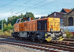   Die KSW 46 (92 80 1277 807-4 D-KSW) der Kreisbahn Siegen-Wittgenstein, eine Vossloh G 1700-2 BB, am 06.09.2019 beim Rangieren in Betzdorf/Sieg.