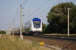 Hier der Zweite metronom Sonderzug nach Berlin 2010 zwischen Growudicke und Rathenow auf der Rckfahrt nach Bienenbttel.