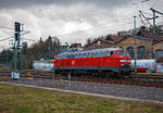 Die 218 191-5 (92 80 1218 191-5 D-MZE) der MZE - Manuel Zimmermann Eisenbahndienstleistungen, Hellenhahn-Schellenberg (Ww), ex DB 218 191-5, am 15.02.2022 in Betzdorf/Sieg.