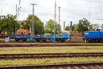 Ein 'Sonderling' der sechsachsige Schwertransport-Gelenkwagen 37 80 4608 001-6 D-PRESS der Gattung Scmmrs 123 der PRESS - Eisenbahn-Bau- und Betriebsgesellschaft Pressnitztalbahn mbH ist am 24 September 2026 beim Bahnhof Stendal abgestellt. 

Der W ...