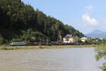 187 348 war am 3. September 2024 mit  E-Wagen  bei Kiefersfelden auf dem Weg nach Kufstein.