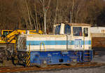   Die 2-achsige dieselhydraulische Rangierlokomotive vom Typ Gmeinder 130 PS der Schaefer Kalk GmbH & Co.