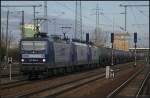 RBH 101 / 143 874-6, RBH 119 und kalt RBH 105 fuhren mit einem Kesselwagenzug am 20.02.2011 durch den Bahnhof Berlin Sch�nefeld Flughafen    - Update: ++ 08.2018 bei Fa.