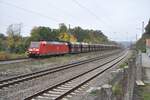 185 021-3 mit Sch�ttgut-Ganzzug in Westerstetten am 07.10.2010.