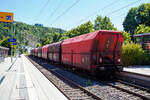 Vierachsiger offener Sch�ttgutwagen mit schlagartiger Schwerkraftentladung und hydraulischem Klappenverschlusssystem 81 80 6633 014-8 D-DB der Gattung Falns 181 der DB Cargo AG am 28 Juli 2026 im