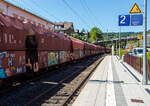 Offener Sch�ttgutwagen mit schlagartiger Schwerkraftentladung, hydraulischem Klappenverschlusssystem und 4 Rads�tzen, der Gattung Falns 121, der DB Cargo AG, eingestellt als 81 80 6645 164-7 D-DB, am
