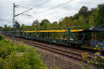 Leerer offener vierachsiger (2 x zweiachsiger) Doppelstock-Autotransportwagen, 27 80 4371 031-0 D-ARS, der Gattung Laaers 560.1 (BA 5.854), der ARS Altmann AG, am 22 Juli 2026 im Zugverband bei einer