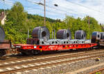   Innovative Güterwagen: 6-achsiger Flachwagen BraCoil-Saghmmns-ty 488 der DB Cargo mit UIC-Nr.