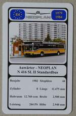 (279'788) - Quartett-Spielkarte mit Auwrter - NEOPLAN N 416 SL II Standardbus von 1982 am 31.