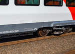 Detailbild eines der beiden End-Triebdrehgestelle SF 7500 des HLB 563 802 / 563 902 (94 80 0563 802-8 D-HEB / 94 80 0563 902-6 D-HEB), einer der drei neuen zweiteiligen Hybridtriebzüge (E/Akku) der BR 563 vom Typ SIEMENS Mireo Plus B der HLB (He ...