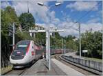 Ein TGV Lyria verl�sst Bellegarde (Ain) durch den erst von wenigen Jahren reaktivierten Bahnhofsteil in Richtung Bourg en Bresse und spart sich so den  Umweg  via Culoz.
