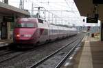 Thalys 4535 durchfahrt ohne Halt Brussel Noord am 7 Mai 2023.