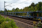 Leerer offener vierachsiger (2 x zweiachsiger) Doppelstock-Autotransportwagen, 27 80 4371 031-0 D-ARS, der Gattung Laaers 560.1 (BA 5.854), der ARS Altmann AG, am 22 Juli 2026 im Zugverband bei einer