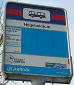 (156'793) - ARRIVA-Haltestellenschild - Hegebeintum, Hegebeintum - am 19.