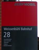 (278'044) - BERNMOBIL-Haltestellenschild - Bern Weissenbhl, Bahnhof - am 26. Juli 2025