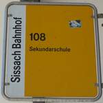 (150'710) - BLT-Haltestellenschild - Sissach, Bahnhof - am 18.