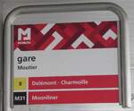 (285'248) - MOBIJU-Haltestellenschild - Moutier, gare - am 6.