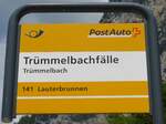 (194'442) - PostAuto-Haltestellenschild - Trmmelbach, Trmmelbachflle - am 25.