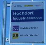 (253'303) - Zugerland Verkehrsbetriebe/PostAuto-Haltestellenschild - Hochdorf, Industriestrasse - am 3.