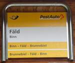 (267'768) - PostAuto-Haltestellenschild - Binn, Fld - am 6. Oktober 2024