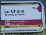 (278'584) - tpf/+P-Haltestellenschild - Charmey (Gruyre), Le Chne - am 7.