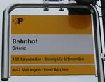 (281'553) - +P-Haltestellenschild - Brienz, Bahnhof - am 16.