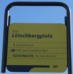 (281'091) - STI-Haltestellenschild - Spiez, Ltschbergplatz - am 9.
