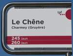 (278'582) - tpf-Haltestellenschild - Charmey (Gruyre), Le Chne - am 7.