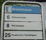(164'872) - VBL-Haltestellenschild - Luzern, Br�elstrasse - am 16.