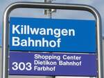 (167'425) - ZVV-Haltestellenschild - Killwangen, Bahnhof - am 19.