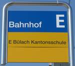 (169'310) - ZVV/PostAuto-Haltestellenschild - B�lach, Bahnhof - am 19.
