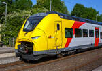 Detailbild des HLB 563 802 / 563 902 (94 80 0563 802-8 D-HEB / 94 80 0563 902-6 D-HEB), einer der drei neuen zweiteiligen Hybridtriebzüge (E/Akku) der BR 563 vom Typ SIEMENS Mireo Plus B der HLB (Hessische Landesbahn GmbH). Er fährt am 02 M ...