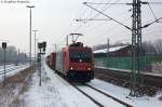 482 040-3 SBB Cargo für LOCON LOGISTIK & CONSULTING AG mite einem Containerzug, bei der Einfahrt in Rathenow und fuhr in Richtung Wustermark weiter.