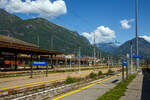 Der Bahnhof Domodossola (italienisch Stazione di Domodossola) am 26 Mai 2023 vom Gleis 6 in nördlicher Blickrichtung (Simplon).