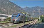 aln-501-md-minuetto/828037/der-fs-trenitalia-md-aln-502 Der FS Trenitalia MD ALn 502 056 'Minutto' (95 83 4502 056-3 I-TI) erreicht als Regionalzug von Aosta nach Ivrea den Bahnhof von Verres. 

11. September 2023